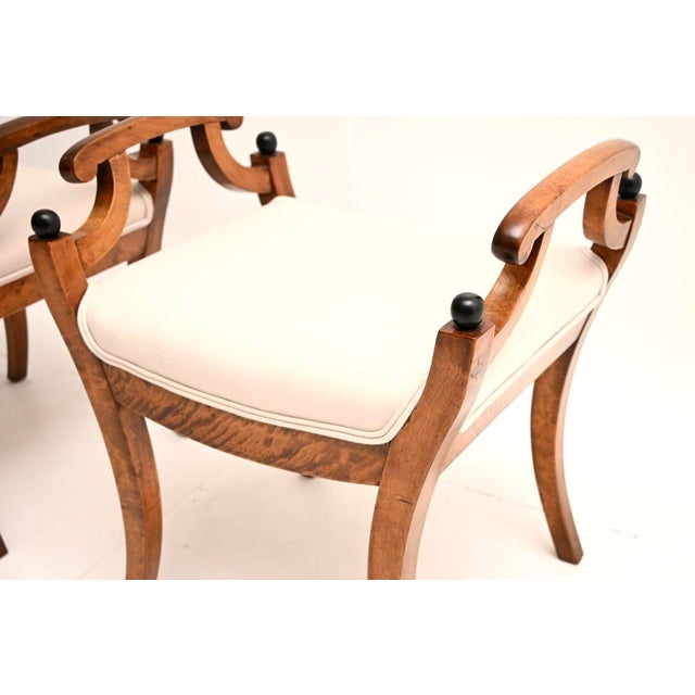 Late 19th Century Antique Biedermeier Swedish Satin Birch Stools, 1890, Set of 2 For Sale - Image 5 of 9