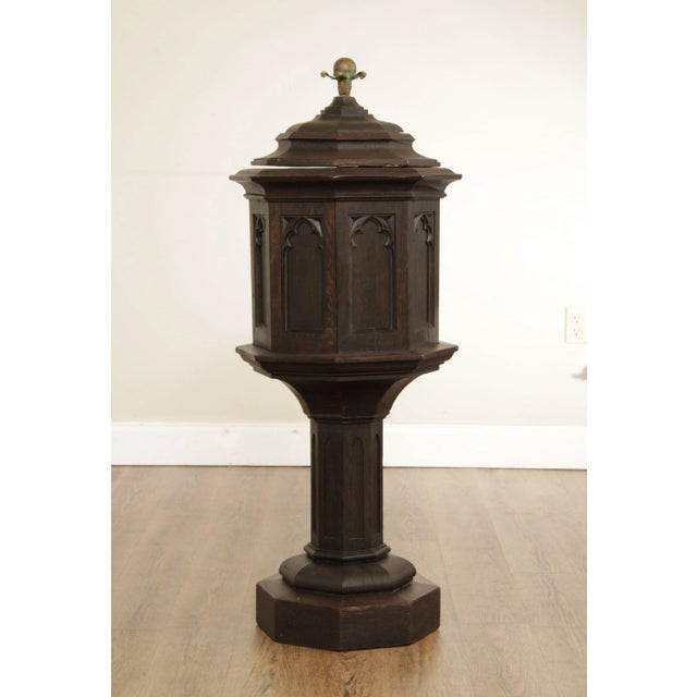 Antique Gothic Revival Carved Ash Offering Box For Sale In Philadelphia - Image 6 of 13