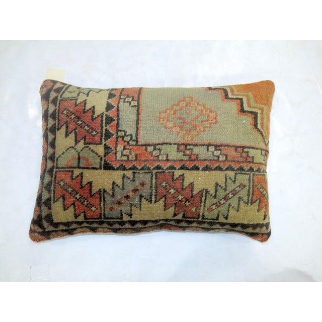 Turkish Border Rug Pillow For Sale - Image 4 of 5