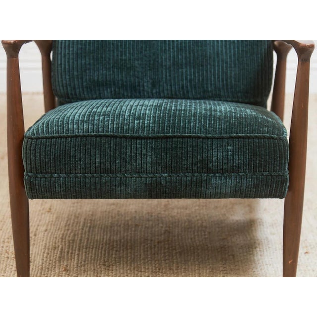 Wood Mid 20th Century Styled After Mid Century Modern Upholstered Milo Baughman Armchair For Sale - Image 7 of 11