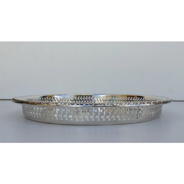 1970s C1970's Silverplate Pierced Large Celtic Server Tray or Platter For Sale - Image 5 of 10
