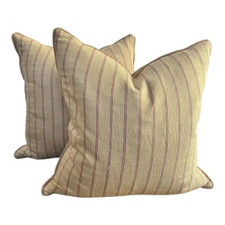 Striped Down Pillows- a Pair For Sale