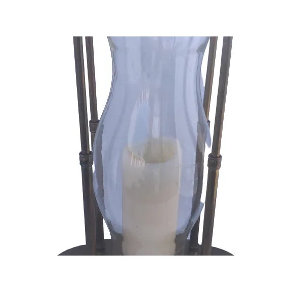 Mid 20th Century Vintage Mid-Century Brass and Hurricane Glass Candlestick Holder For Sale - Image 5 of 13