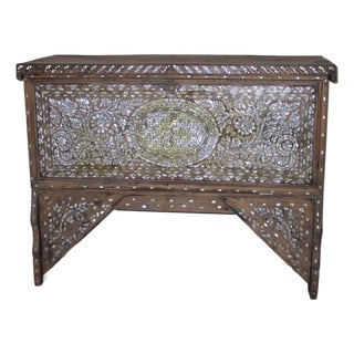 Antique Middle Eastern Mother of Pearl Inlay Dowry Trunk 19c. For Sale