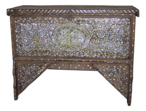 Antique Middle Eastern Mother of Pearl Inlay Dowry Trunk 19c.