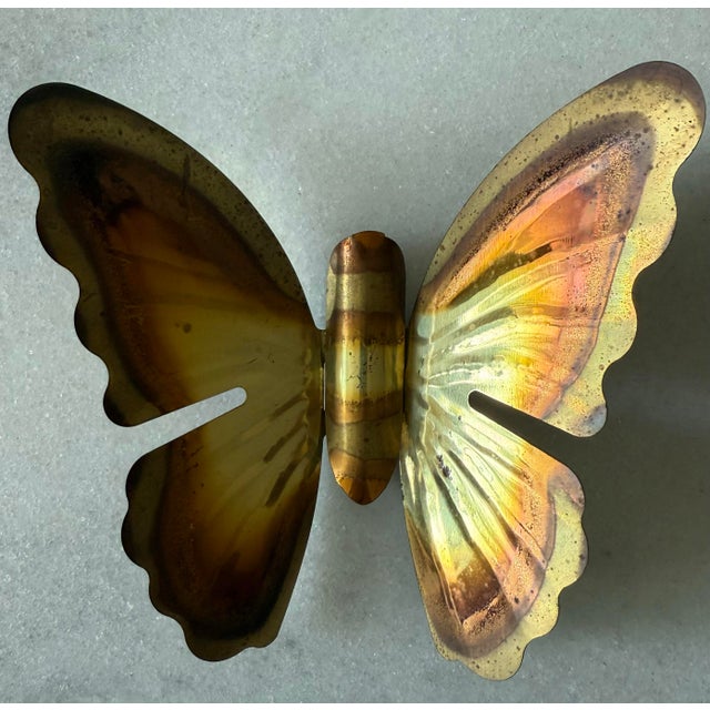 Mid 20th Century Set of 3 Vintage Mid Century Brass Butterfly Wall Hangings For Sale - Image 5 of 8