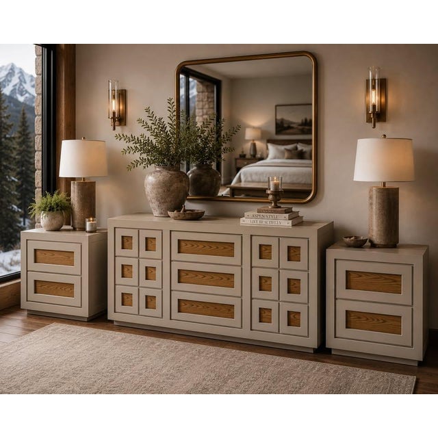 Restoration Hardware Restored Vintage Thomasville Bedroom Set | Custom Designer Dresser & Matching Nightstands For Sale - Image 4 of 4