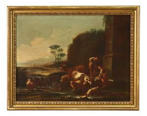 Roman School of the 17th Century, Landscape with Pastoral Scene, 1680, Oil on Canvas