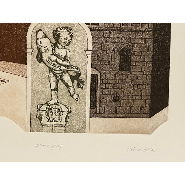 Connecticut artist / art historian Dolores Gall "Palazzo Vecchio, Florence" etching, pencil signed, titled and marked as...