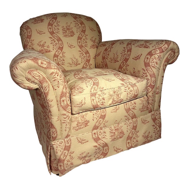 Upholstered Club Wing or Arm Chair George Smith Style Covered in Either Bennison or Pierre Frey Fabr For Sale