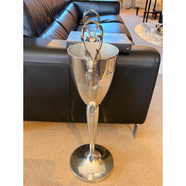 1980s 1980s Champagne/Wine Bucket on Stand With Stag Heads For Sale - Image 5 of 7