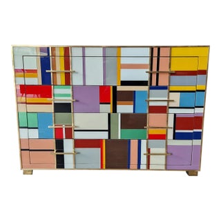 Vintage Chest of Drawers in Murano Glass, 1980s For Sale