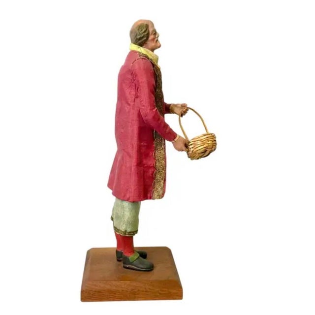 Red 18th Century Neapolitan Crèche Figure, Terracotta & Wood Elderly Man For Sale - Image 8 of 10