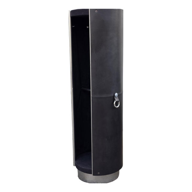 Rotating Totem Coat Stand in Black Leather by Guido Faleschini for I4 Mariani, 1970 For Sale