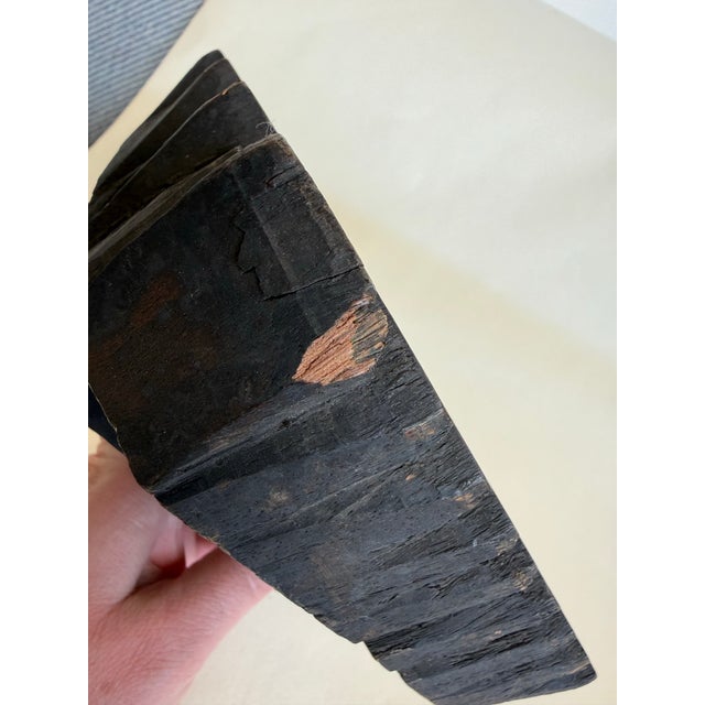 Early 20th Century Antique Large Print Block Chevron Wooden Sculpture For Sale - Image 5 of 7