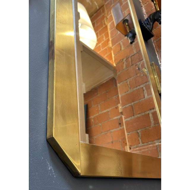 1970s Italian Brass Framed Geometric Mirror For Sale - Image 4 of 6