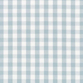Sample - Schumacher Elton Cotton Check Fabric in Sky For Sale