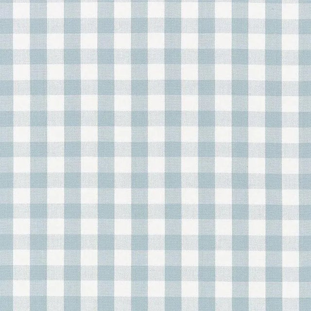 Sample - Schumacher Elton Cotton Check Fabric in Sky For Sale