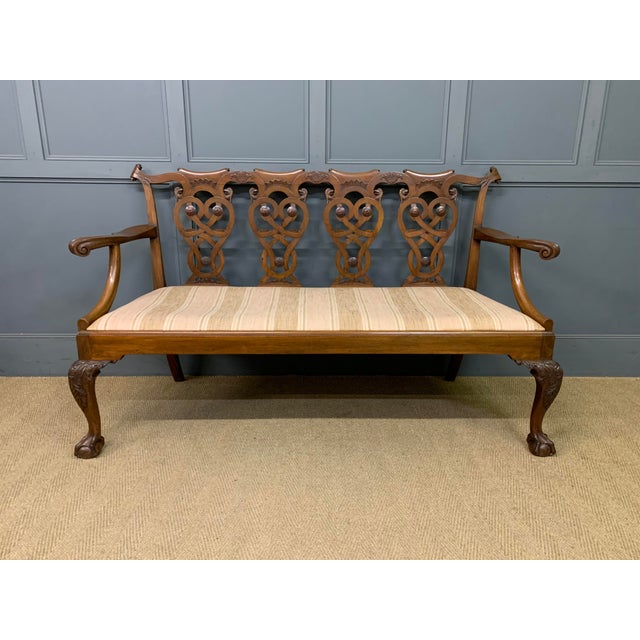 Chippendale Style Carved Mahogany Settee, 1900 For Sale - Image 15 of 18