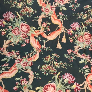 Scalamandre “French Garland” Hand Print Cotton Fabric- 20 Yards For Sale