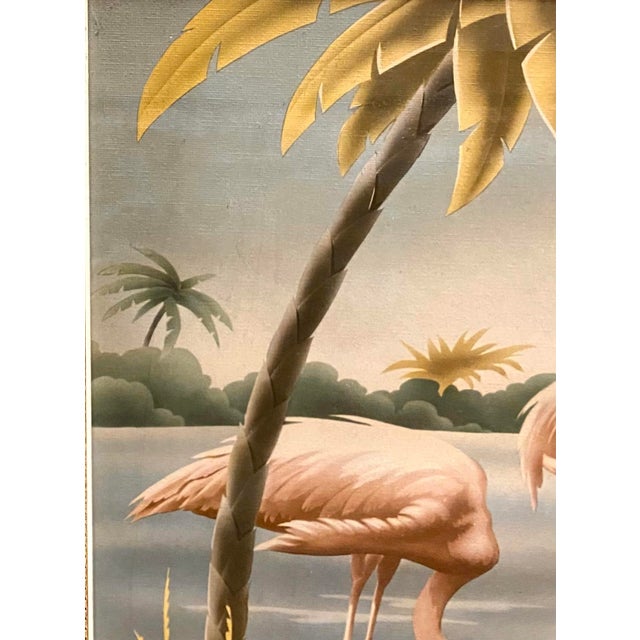 Mid Century Flamingo Lithograph Print by Turner in Mirrored Frame For Sale - Image 6 of 9