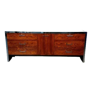 Mid-Century Modern Milo Baughman Rosewood Dresser for John Stuart, Chrome Accent