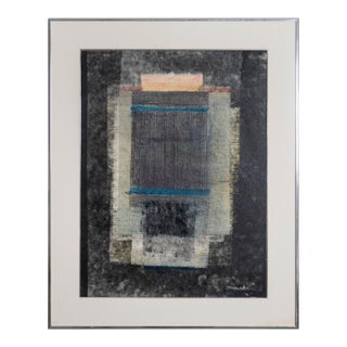 Signed 1984 Abstract Acrylic & Silkscreen by Michelle Knowblauche, Framed For Sale