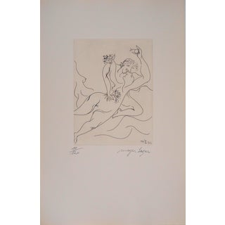 Meyer Lazar, Lovers Carried Away by the Waves of Passion, Original Signed Engraving For Sale