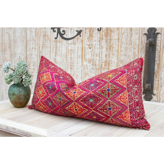Indian Antique Kamali Sindh Silk Pillow For Sale - Image 3 of 10