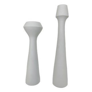 Porcelain Vases, Minimalist Modern Matte White - Set of 2 For Sale
