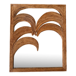 Large Rattan Palm Tree Mirror by Vivai Del Sud. Italy, 1970s