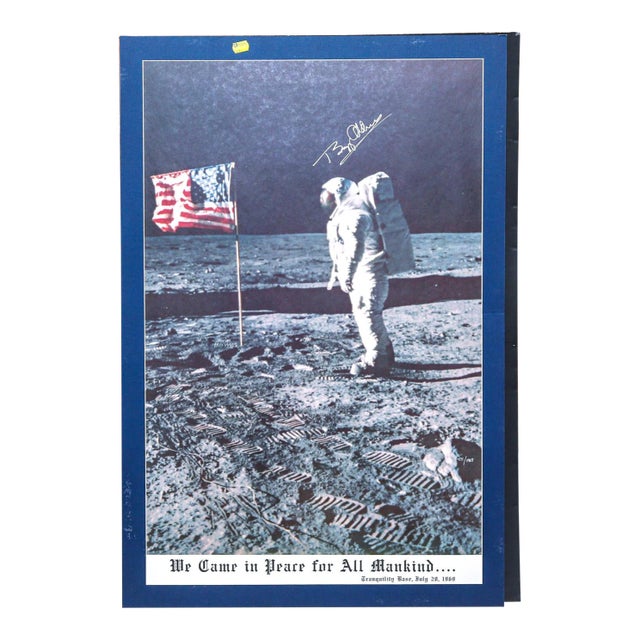 1960s Original Buzz Aldrin Signed Apollo 11 Moon Landing Poster For Sale