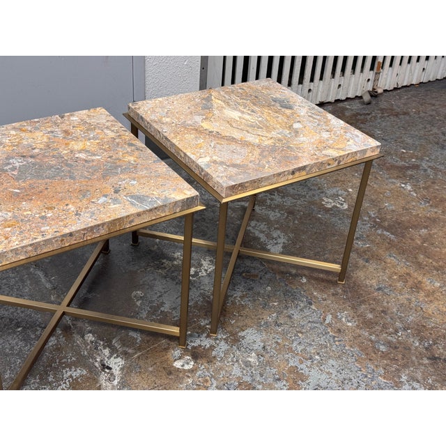 Bassett Furniture Bassett Furniture Square Stone Top End Tables, Pair For Sale - Image 4 of 12
