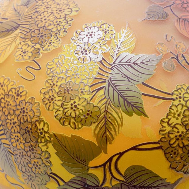 Bronze and Floral Glass Table Lamp from Daum, France, 1900s For Sale - Image 6 of 15