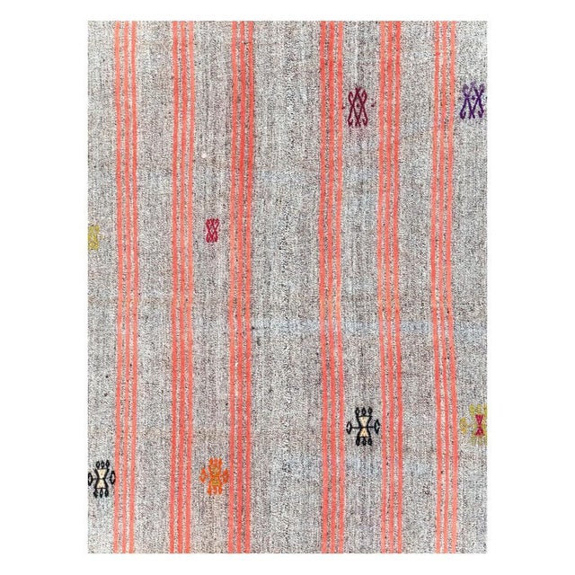 A vintage Turkish flat-weave Kilim accent carpet handmade during the mid-20th century. Measures: 6' 10" x 9' 7" Flat-weave...