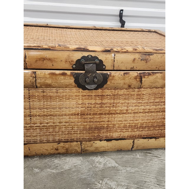 Mid Century Asian Bamboo & Rattan Trunk For Sale - Image 11 of 16