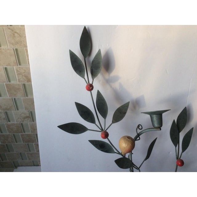 Painted Tole Candle Wall Sconce With Fruits Chairish