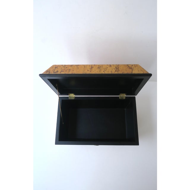 Tan Neoclassical Empire Revival Style Box, Tiger Burl-Esque Lion Heads, Late 20th C For Sale - Image 8 of 15
