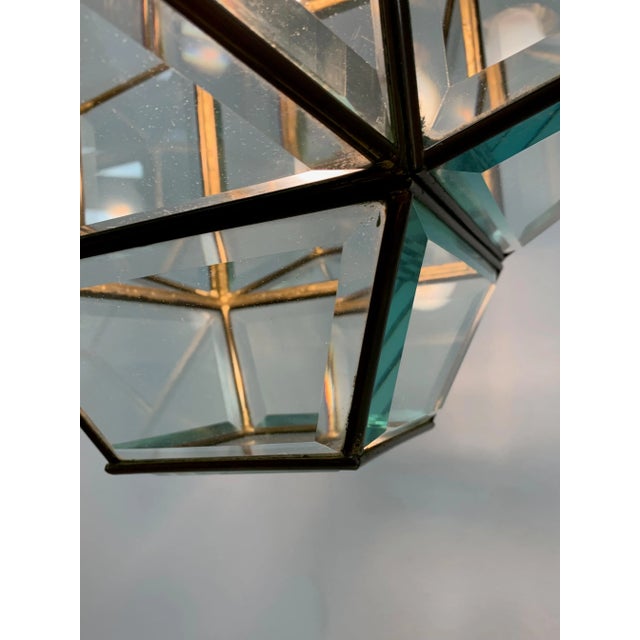 Large Italian Lantern in Brass & Cut Glass, 1950s For Sale - Image 14 of 17