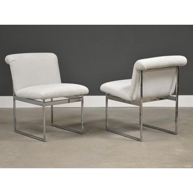 Chrome 1960s Milo Baughman White and Chrome Dining Chairs - Set of 6 For Sale - Image 8 of 10