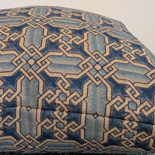 Clarence House Clarence House Vietri Blue on Linen Pillows- Double Sided Pair For Sale - Image 4 of 9