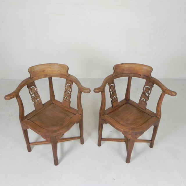 Vintage Corner Chairs in Teak, 1980s, Set of 2 For Sale - Image 14 of 18