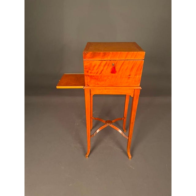 Wood Rare English Louis XV Style Satinwood Vanity Case on Stand With Mirror, Circa 1880 For Sale - Image 7 of 18