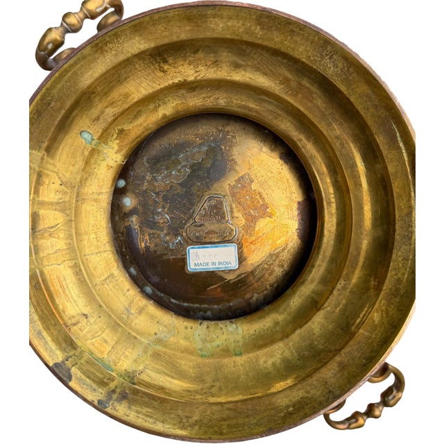 Large Solid Brass 12" Planter or Cachepot With Ring Handles Made by Mottahedeh For Sale In Charlotte - Image 6 of 7
