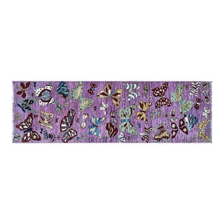 Qashqai Butterfly Design Runner, Lilac Purple, 2'9" X 9'7" For Sale