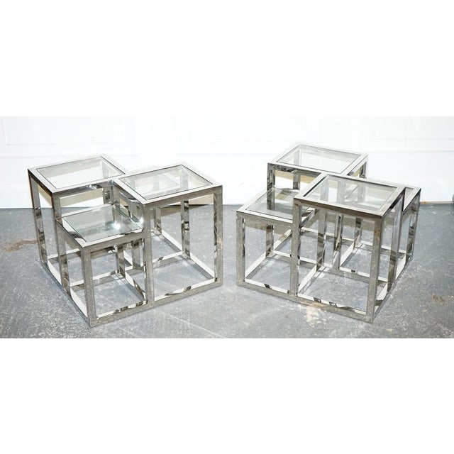 Art Deco Style Glass and Polished Stainless Steel Side Tables from Casa Padrino, Set of 2 For Sale - Image 12 of 16
