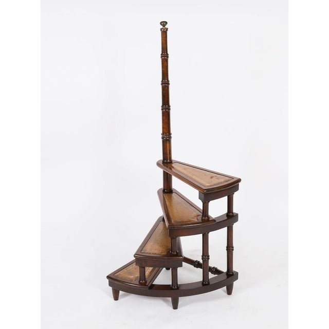 Vintage Spiral Mahogany Library Steps, 20th Century For Sale - Image 10 of 11