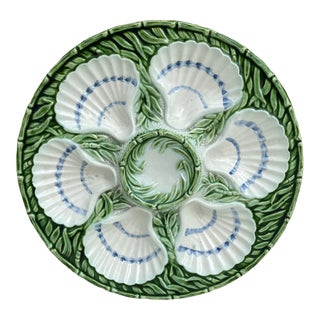 French Majolica Oyster Plate Salins, Circa 1890 For Sale