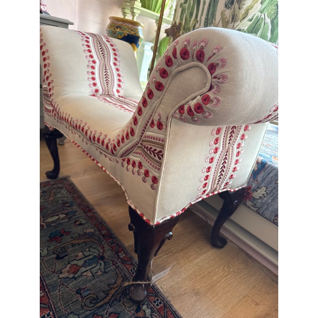 Early 20th Century Early 20th Century Roll Arm Bench With Etamine Embroidered Fabric For Sale - Image 5 of 5