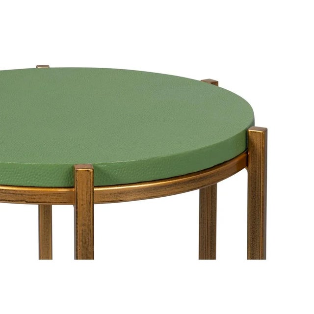 Not Yet Made - Made To Order Green Leather Top Accent Table For Sale - Image 5 of 12